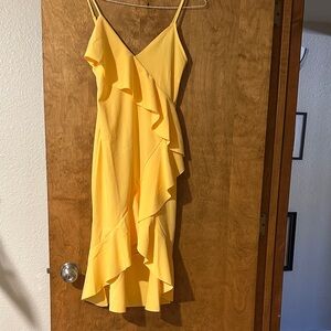 ALLOY Asymmetrical Yellow Ruffle Dress